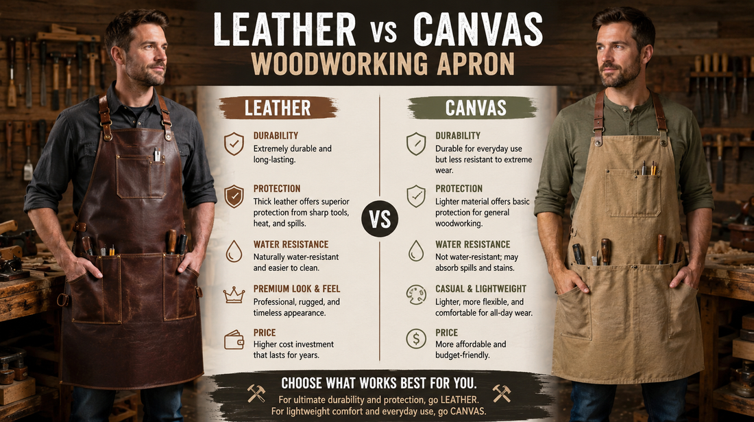 Leather vs Canvas Woodworking Apron