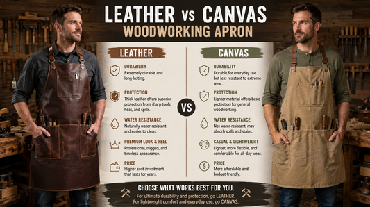 Leather vs Canvas Woodworking Apron