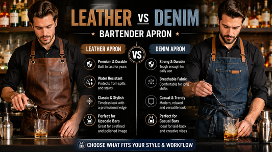 Leather vs Denim Bartender Apron
