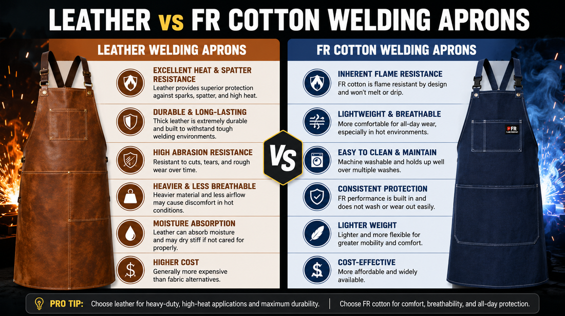 Leather vs FR Cotton Welding Aprons