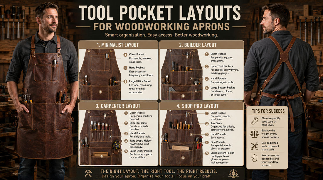 Tool Pocket Layouts for Woodworking Aprons
